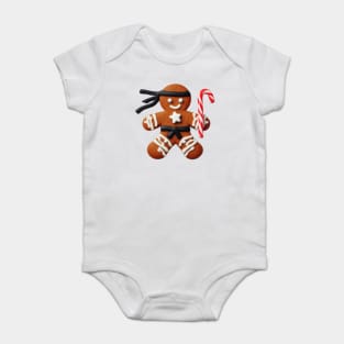 Funny Ninja Gingerbread Man Cookie Candy Cane Sword Baby Bodysuit